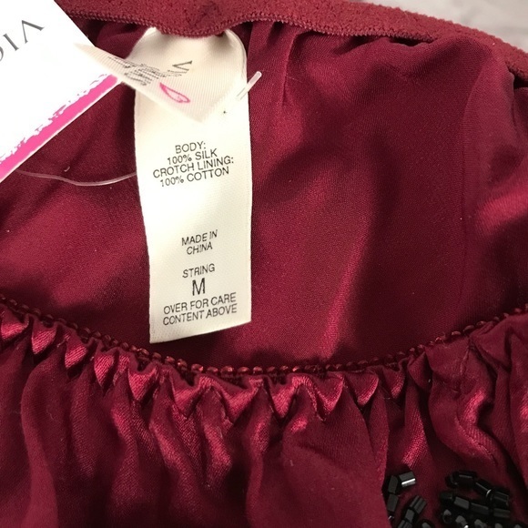 NWT VINTAGE SILK Beading and Sequins String Bikini‎ Victoria’s Secret Burgundy - Picture 7 of 7